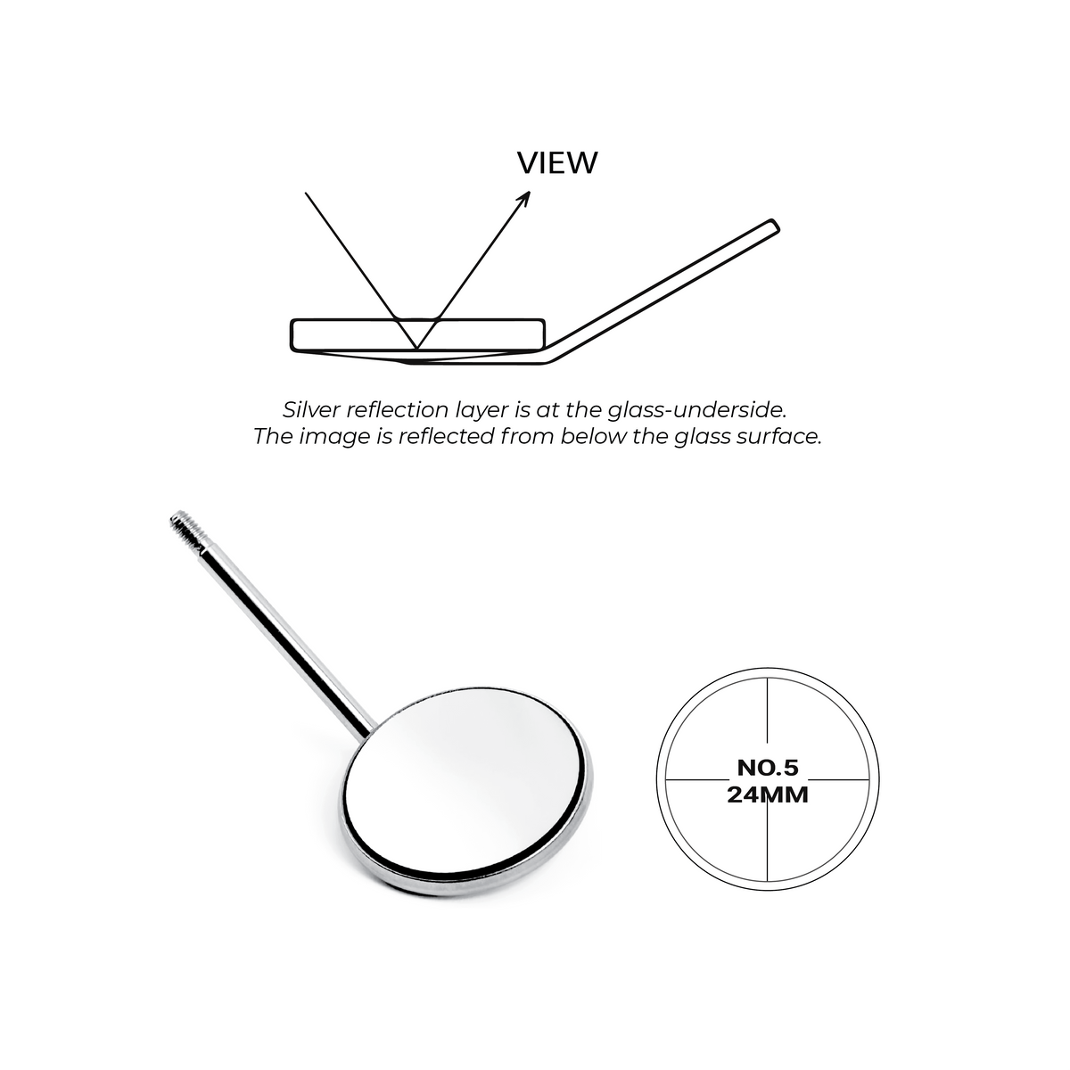 No.5 Plane Mouth Mirror, Simple Stem EU